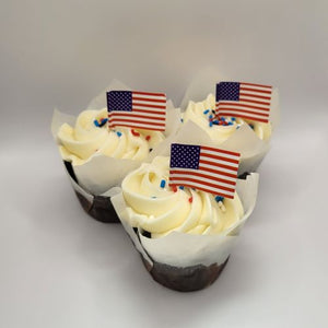 Flag cupcakes--White with Vanilla buttercream