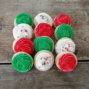 Mini Frosted Sugar Cookies Holiday Colors