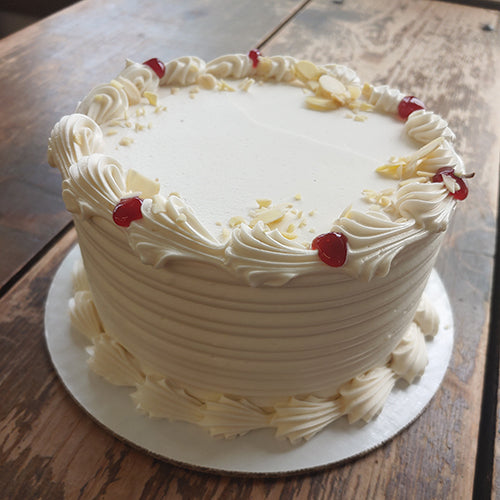 White Almond Raspberry Cake