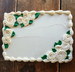 Quarter Sheet White Flower Garden Cake